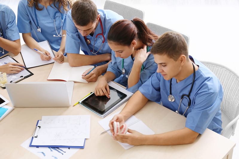 medical students studying at university indoors
